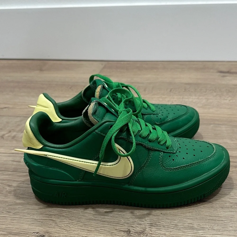 Nike x AMBUSH low Air Force 1 Boys 4 Pine green citron yellow trendy sneaker